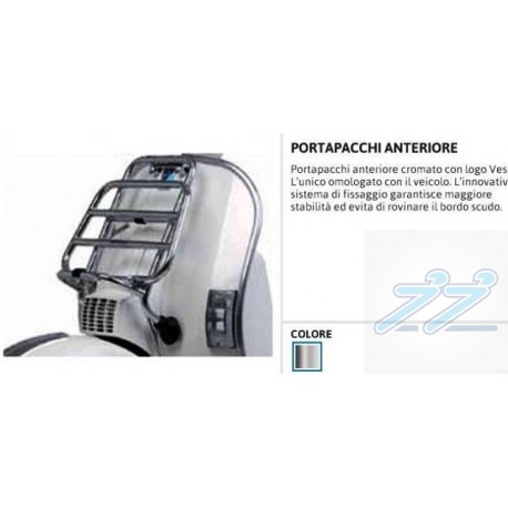 PORTAPACCHI ANTERIORE CROMATO VESPA PX 125 - 150 ORIGINALE