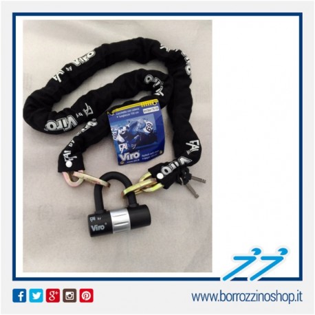CATENA ANTIFURTO VIRO MOTO E SCOOTER 1.5 mt ANTITAGLIO LUCCHETTO FAY 150cm*10mm