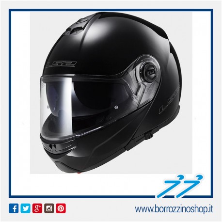 NUOVO CASCO MODULARE LS2 FF325 STROBE NERO LUCIDO - GLOSS BLACK APRIBILE