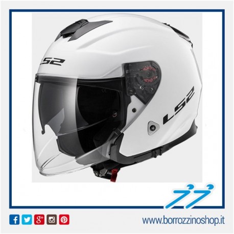 CASCO JET CON VISIERA LUNGA LS2 INFINITY BIANCO WHITE LUCIDO DOPPIA VISIERA