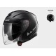 CASCO JET CON VISIERA LUNGA LS2 INFINITY NERO LUCIDO GLOSS BLACK DOPPIA VISIERA