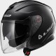 CASCO JET CON VISIERA LUNGA LS2 INFINITY NERO LUCIDO GLOSS BLACK DOPPIA VISIERA