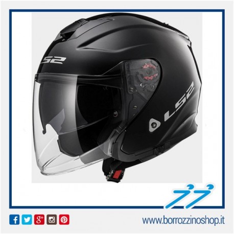 CASCO JET CON VISIERA LUNGA LS2 INFINITY NERO LUCIDO GLOSS BLACK DOPPIA VISIERA