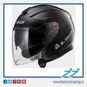 CASCO JET CON VISIERA LUNGA LS2 INFINITY NERO LUCIDO GLOSS BLACK DOPPIA VISIERA
