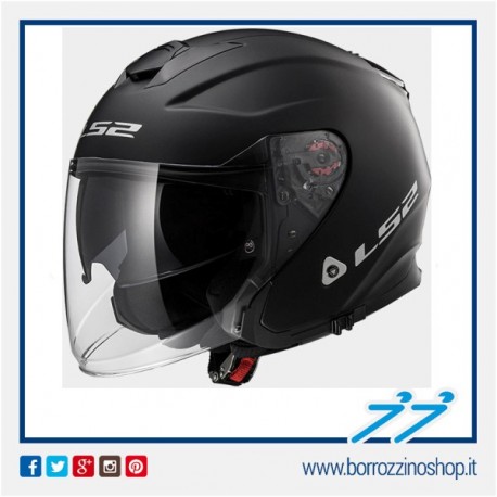 CASCO JET CON VISIERA LUNGA LS2 INFINITY NERO OPACO - MATT BLACK DOPPIA VISIERA 