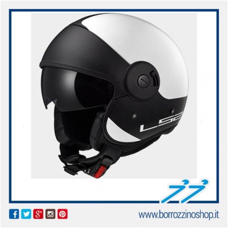 CASCO LS2 OF597 CABRIO VIA HPFC - MATT WHITE BLACK CON VISIERINO PARASOLE 