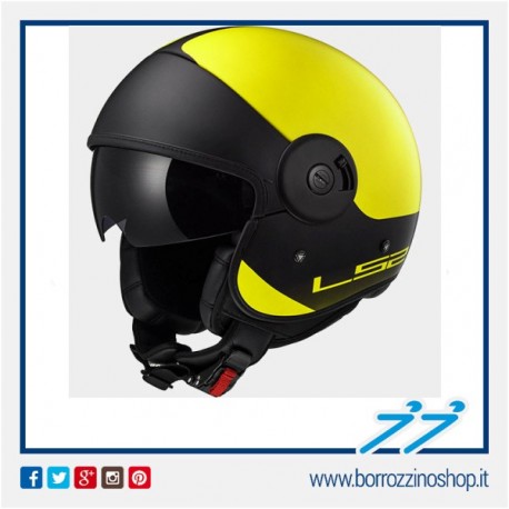 CASCO LS2 OF597 CABRIO VIA HPFC - GIALLO OPACO MATT HI-VIS YELLOW CON VISIERINO PARASOLE