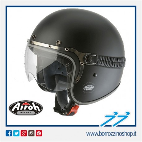 CASCO AIROH JET GARAGE ULTRA COMPATTO - FIBRA HPC NERO OPACO BLACK 