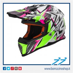 CASCO CROSS BAMBINO LS2 MX437J FAST MINI STRONG BIANCO VERDE ROSA - WHITE GREEN PINK
