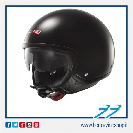 CASCO JET LS2 OF561 WAVE NERO LUCIDO - GLOSS BLACK CON VISIERINO INTERNO PARASOLE