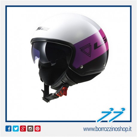 CASCO JET LS2 OF561 WAVE BEAT FLUO PINK - ROSA LUCIDO CON VISIERINO INTERNO PARASOLE