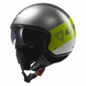 CASCO JET LS2 OF561 WAVE BEAT FLUO GREEN - VERDE FLUO CON VISIERINO INTERNO PARASOLE