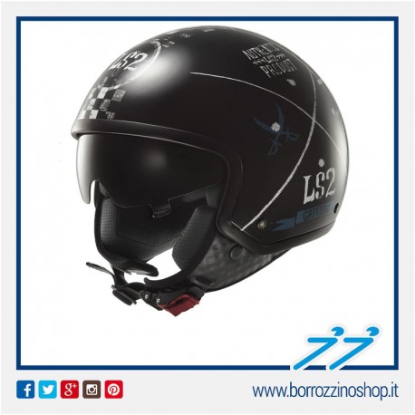 CASCO JET LS2 OF561 WAVE BEAT FLUO PINK - ROSA LUCIDO CON VISIERINO INTERNO PARASOLE