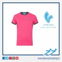 T-SHIRT V-STRIPES DONNA COLORE FUCSIA M/C WOMAN