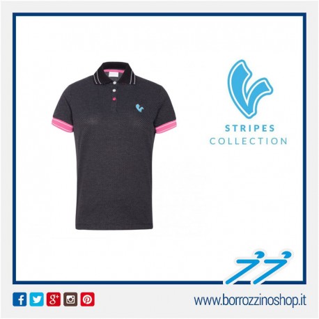 POLO V-STRIPES DONNA COLORE BLACK M/C WOMAN