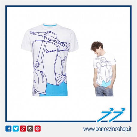 T-SHIRT UOMO VESPA YOUNG BIANCA - CELESTE M/C