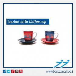 SET 2 TAZZINE DA CAFFE VESPA IN CERAMICA BLU E ROSSA