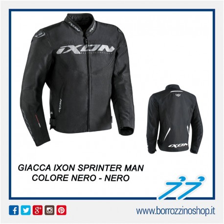 GIUBBINO TESSUTO UOMO IXON SPRINTER IMPERMEABILE NERO IMBOTTITURA INTERNA REMOVIBILE