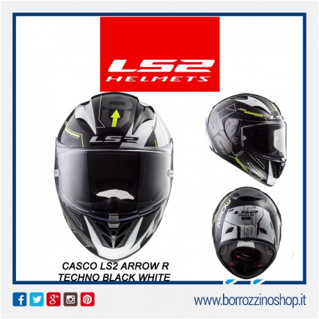 CASCO INTEGRALE MOTO IN FIBRA COMPOSITA LS2 FF323 ARROW R TECHNO WHITE BLACK CON PINLOCK INCLUSO