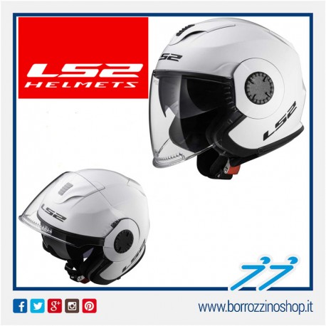 CASCO VERSO LS2 JET VISIERA LUNGA + VISIERINA OF570 BIANCO LUCIDO - GLOSS WHITE