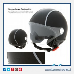 CASCO PIAGGIO NERO OPACO CARBONSKIN CON VISIERA AVIATORE E VISIERINO PARASOLE
