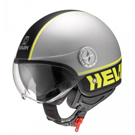 CASCO JET HEVIK GRAFICA COOL GRIGIO - NERO - GIALLO FLUO