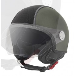 CASCO PIAGGIO VERDE OPACO CARBONSKIN CON VISIERA AVIATORE E VISIERINO PARASOLE