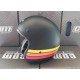 CASCO IN FIBRA CGM 170G STRIKE NERO OPACO (strisce giallo arancio rosso) Moto Jet Vintage Custom