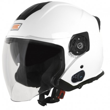 CASCO JET ORIGINE PALIO 2.0 CON BLUETOOTH Visiera Lunga BIANCO LUCIDO