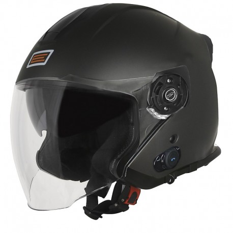 CASCO JET ORIGINE PALIO 2.0 CON BLUETOOTH Visiera Lunga TITANIO OPACO