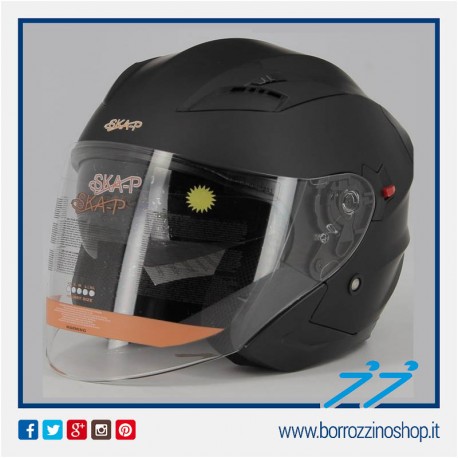 CASCO JET DOPPIA VISIERA SKA-P BOLT NERO OPACO - VISIERA INTERNA PARASOLE