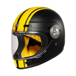 CASCO INTEGRALE ORIGINE VEGA CUSTOM MATT YELLOW BLACK MOTO VINTAGE IN FIBRA DI VETRO RETRO GIALLO NERO OPACO