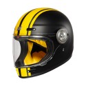 CASCO INTEGRALE ORIGINE VEGA CUSTOM MATT YELLOW BLACK MOTO VINTAGE IN FIBRA DI VETRO RETRO GIALLO NERO OPACO