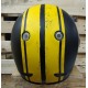 CASCO INTEGRALE ORIGINE VEGA CUSTOM MATT YELLOW BLACK MOTO VINTAGE IN FIBRA DI VETRO RETRO GIALLO NERO OPACO