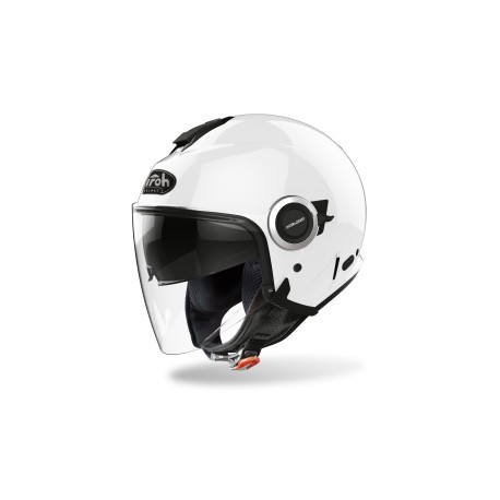 CASCO AIROH URBAN JET HELIOS BIANCO LUCIDO DOPPIA VISIERA TRASPARENTE ED ANTISOLE