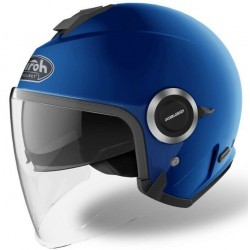 CASCO AIROH URBAN JET HELIOS BLU OPACO DOPPIA VISIERA TRASPARENTE ED ANTISOLE