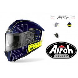 CASCO AIROH INTEGRALE SPARK CYRCUIT BLUE MATT DOPPIA VISIERA - VISIERINO PARASOLE INTEGRATO BLU OPACO