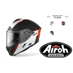 CASCO AIROH INTEGRALE SPARK FLOW ORANGE MATT DOPPIA VISIERA - VISIERINO PARASOLE INTEGRATO BLU OPACO