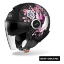 CASCO AIROH URBAN JET HELIOS DOPPIA VISIERA MAD MATT NERO ROSA OPACO