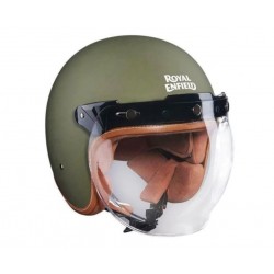 CASCO JET CON VISIERA A BOLLA VERDE OPACO ROYAL ENFIELD