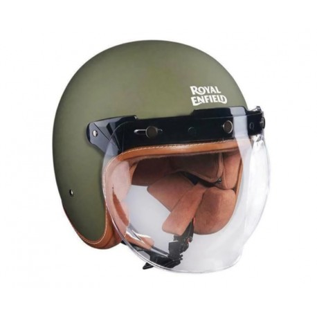 CASCO JET CON VISIERA A BOLLA VERDE OPACO ROYAL ENFIELD