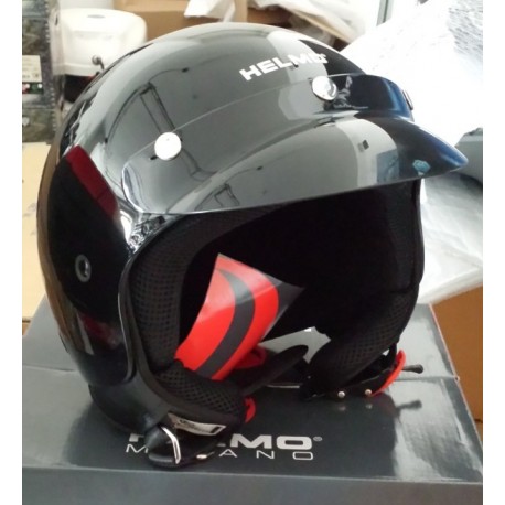 CASCO JET TRE 3 BOTTONI NERO LUCIDO GLOSS BLACK HELMO