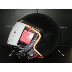 CASCO DEMI-JET ITALIA INDEPENDENT VELVET NERO/BLACK CON PROFILO ARANCIO 