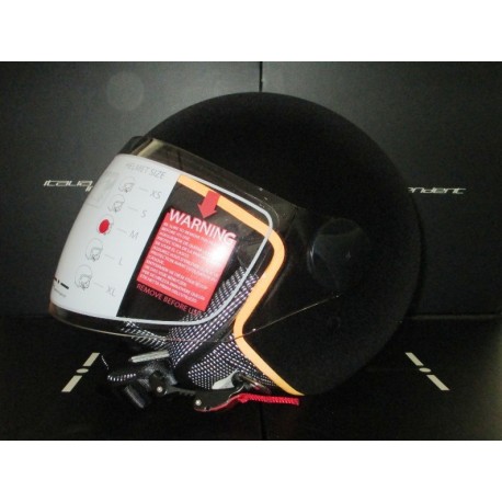 CASCO DEMI-JET ITALIA INDEPENDENT VELVET NERO/BLACK CON PROFILO ARANCIO 