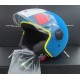 CASCO DEMI-JET ITALIA INDEPENDENT VELVET AZZURRO CON PROFILO GIALLO