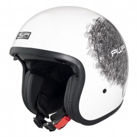 CASCO JET AWATECH BASIC SCRIBBLE BIANCO CON VISIERINO SOLARE