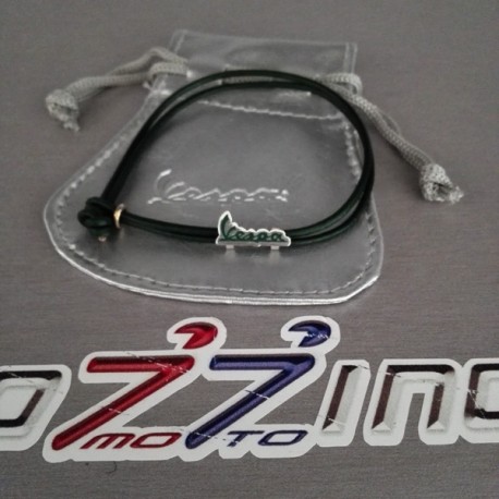BRACCIALE ARGENTO LOGO VESPA VERDE UOMO